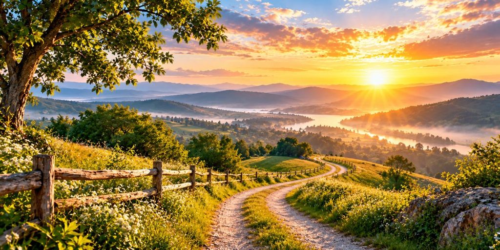 Winding countryside path leading toward a bright horizon symbolizing a fresh start after betrayal.