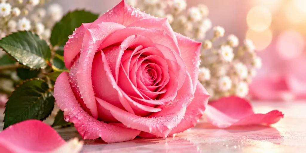 Close-up of a single pink rose illustrating short rose captions for Instagram.